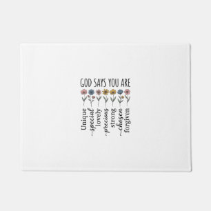 God Says You Are Floral Christian Vector Design_1 Doormat