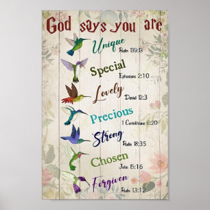 God Says You Are Hummingbird Poster