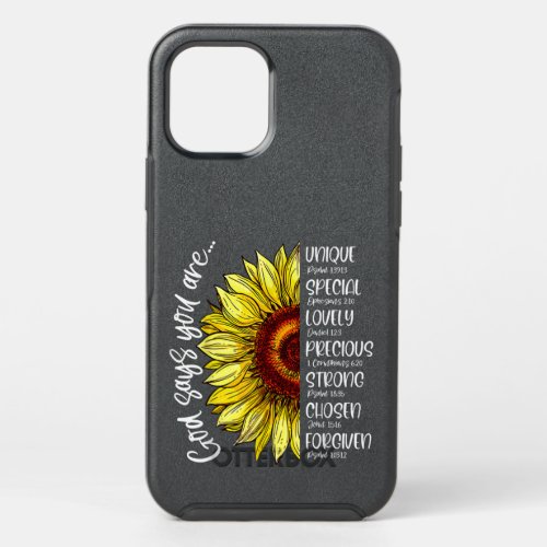 God Says You Are Sunflower Christian Bible Verses  OtterBox Symmetry iPhone 12 Pro Case