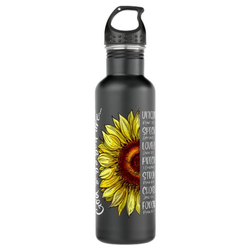God Says You Are Sunflower Christian Bible Verses  Stainless Steel Water Bottle