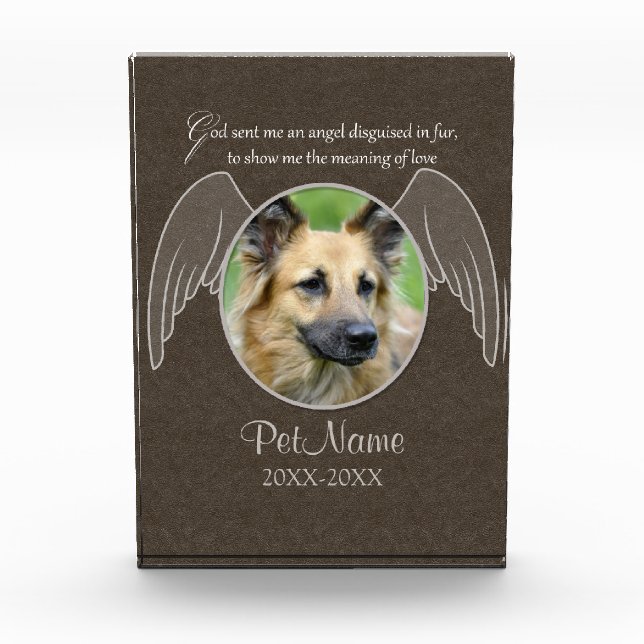 God Sent an Angel Pet Sympathy Custom Acrylic Award (Front)