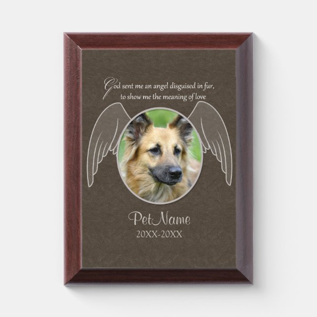 God Sent an Angel Pet Sympathy Custom Award Plaque (Vertical)