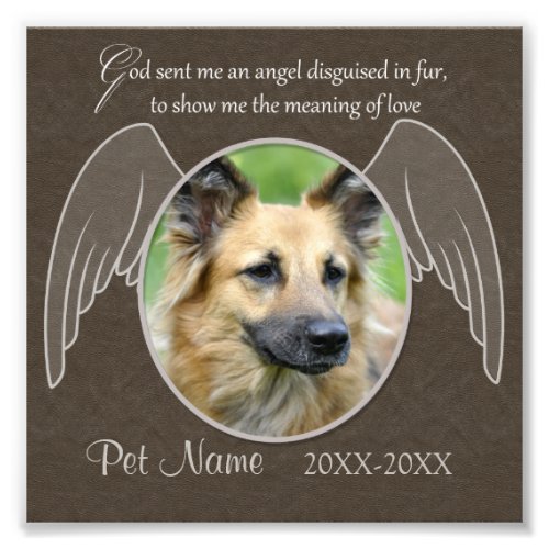 God Sent an Angel Pet Sympathy Custom Photo Print
