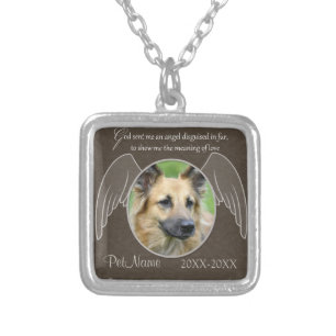 God Sent an Angel Pet Sympathy Custom Silver Plated Necklace