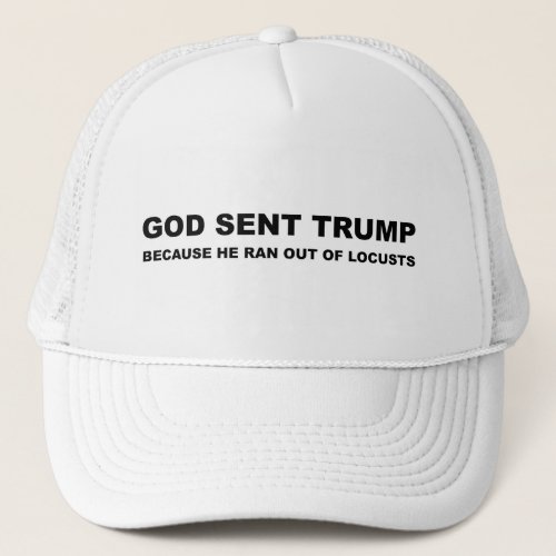 God Sent Trump Because He Ran Out Of Locusts Trucker Hat