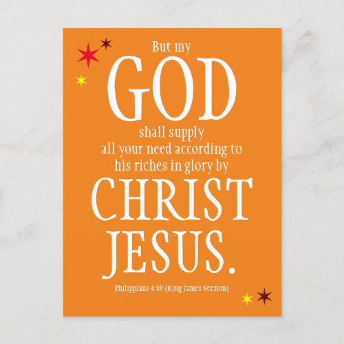 GOD Shall Supply _ Bible Verse _ Thanksgiving Postcard