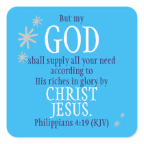 GOD Shall Supply Scripture Snowflake Weather Square Sticker