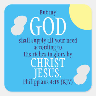 GOD Shall Supply Scripture Summer Weather Square Sticker