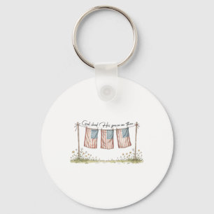 God Shed His Grace On Thee Christian 4th Of July U Keychain