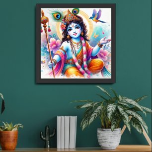 God Shree Krishna Artwork Framed Art