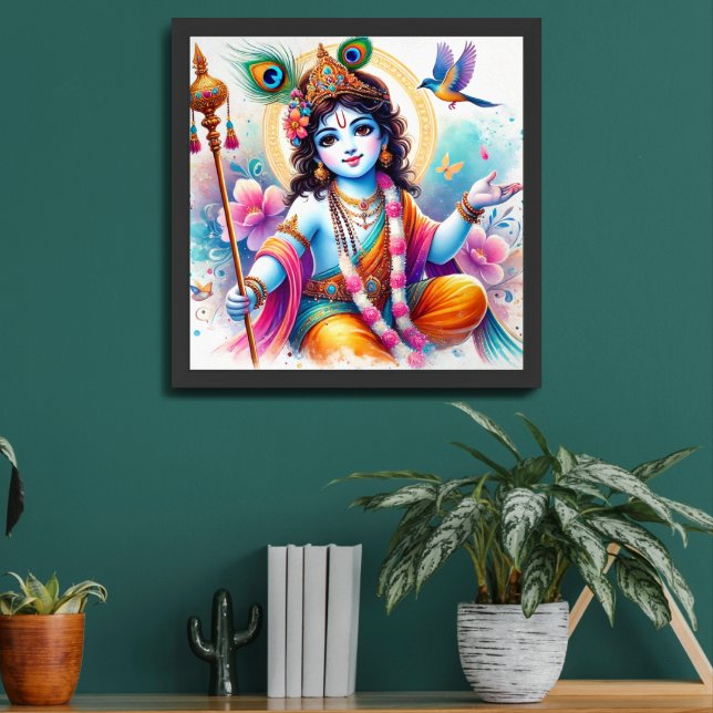 God Shree Krishna Artwork Framed Art (Living Room 2)