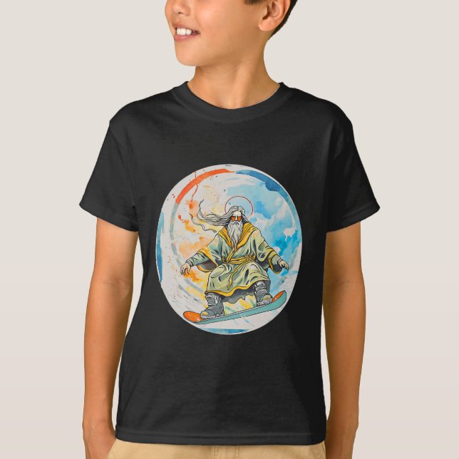 God Snowboarding With Jesus Christ Prayer Lord Chu T-Shirt (Front)