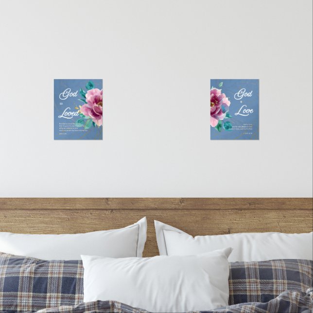 God so Loved and God is Love Scripture Christian Wall Art Sets (Bedroom)