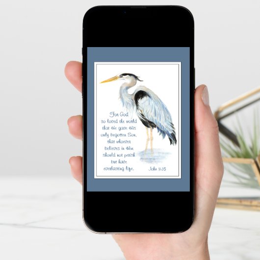 God So Loved Bible Inspirational Quote Heron (Front Digital)