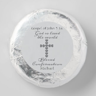 God So Loved the World Silver Heart Cross Gray Dipped Oreo Cookie Favors