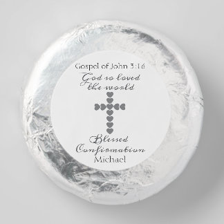 God So Loved the World Silver Heart Cross White Dipped Oreo Cookie Favors