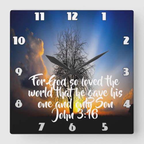 God so loved the world square wall clock