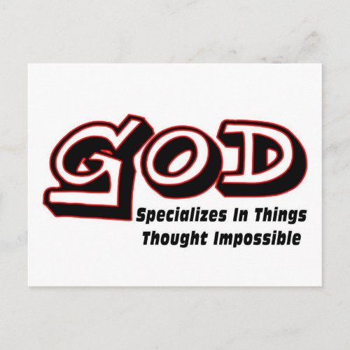 God specializes in things thought impossible postcard