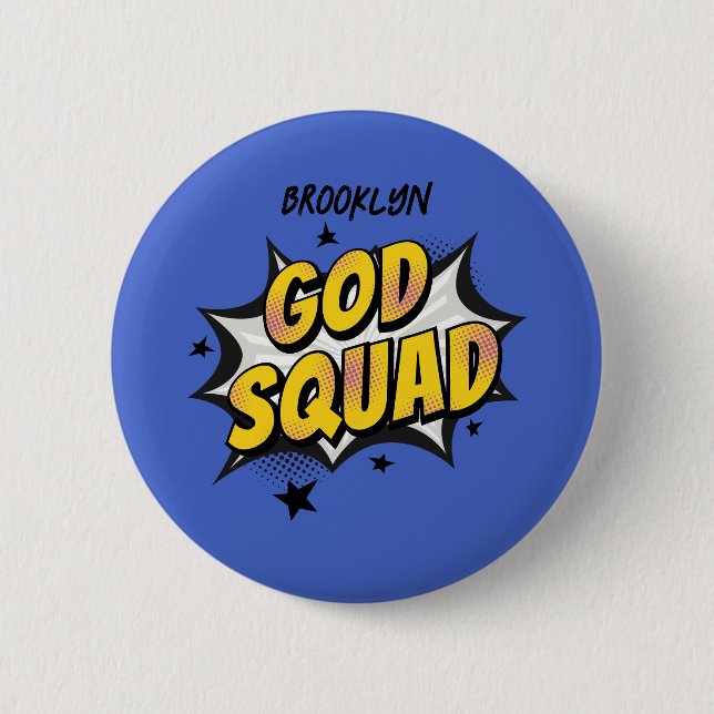 God Squad Christian youth group Sunday school Button (Front)