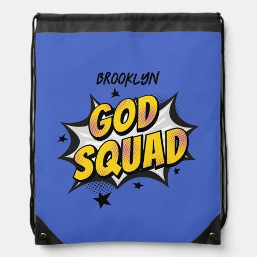 God Squad Christian youth group Sunday school Drawstring Bag