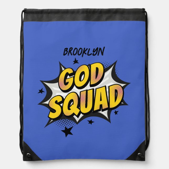God Squad Christian youth group Sunday school Drawstring Bag (Front)