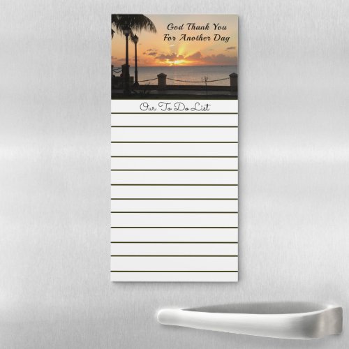 God Thank You Inspired Tropical Sunset Personalize Magnetic Notepad