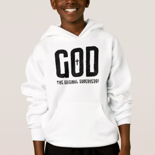 God The Original Superhero Biblical Cross Boy's Hoodie