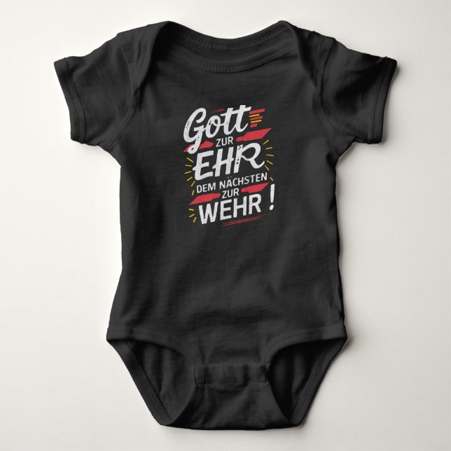 God to the neighbor to the fire baby bodysuit (Front)