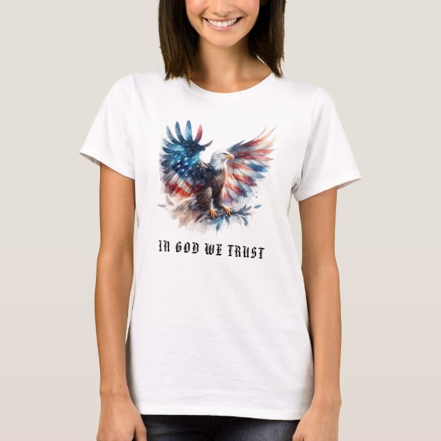*~*  GOD TRUST . EagleAP16 American Flag USA Bald  T-Shirt (Front)