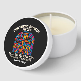 God Turns Broken Pieces Into Masterpieces Faith Mini Candle Favors