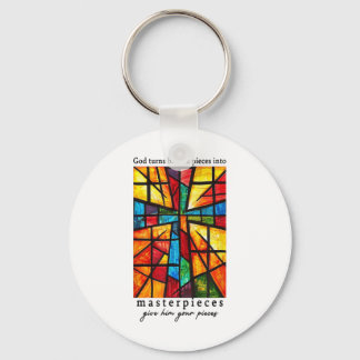 God Turns Broken Pieces Into Masterpieces Give Him Keychain