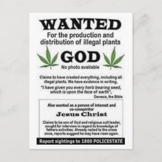 god wanted poster postcard