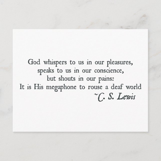 God Whispers to us in our Pleasures Postcard (Front)