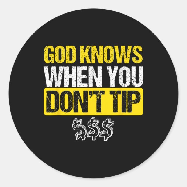 God White Tip Bartender Barman Waiter Pub Gift  Classic Round Sticker (Front)