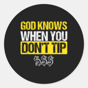 God White Tip Bartender Barman Waiter Pub Gift  Classic Round Sticker