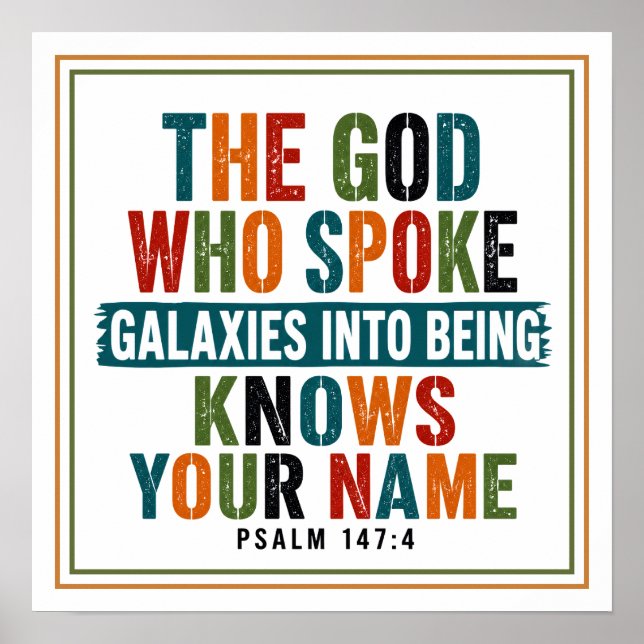God Who Spoke Galaxies Into Being Knows Your Name Poster (Front)