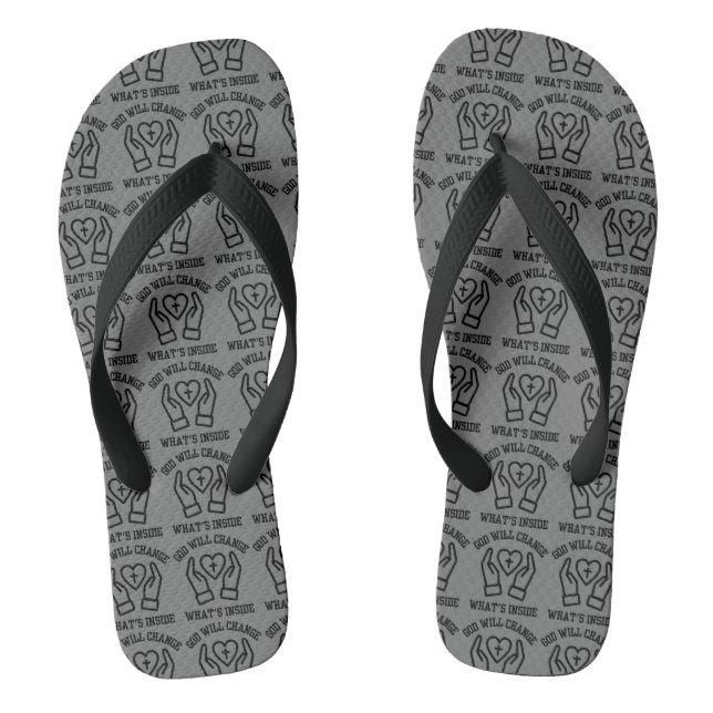 God Will Change What's Inside Gray All-Over Unisex Flip Flops (Footbed)