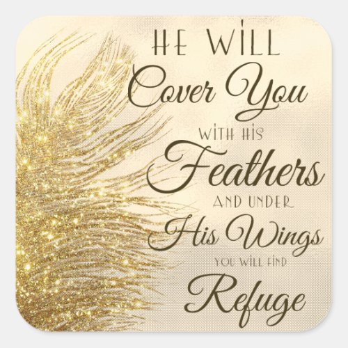 God Will Cover You With His Feathers Square Sticker