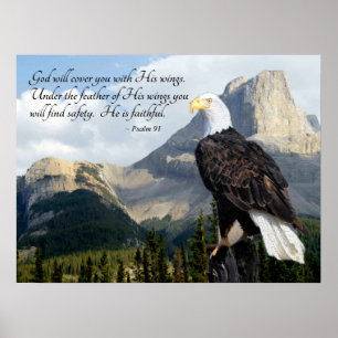 God Will Cover You With His Wings Psalm 91 Poster
