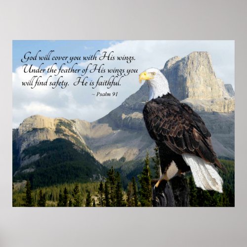 God Will Cover You With His Wings Psalm 91 Poster