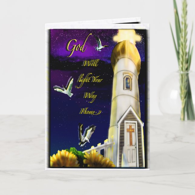 God Will Light Your Way Home Get Well Announcement (Front)