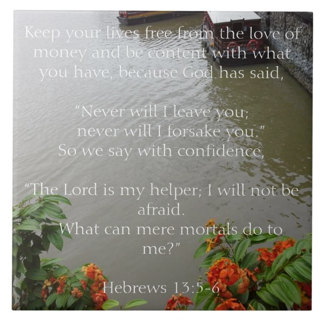 God will never leave you. Christian Gift Ceramic Tile (Front)