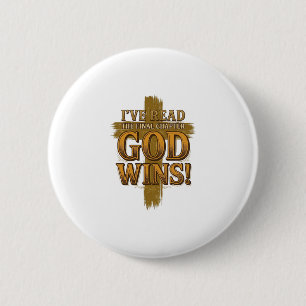 God Wins Christian Vintage Cross Typography Shirt_ Button