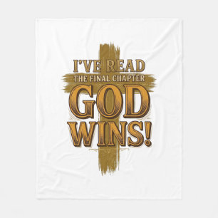 God Wins Christian Vintage Cross Typography Shirt_ Fleece Blanket