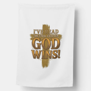 God Wins Christian Vintage Cross Typography Shirt_ House Flag