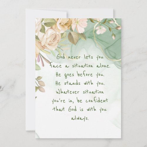 God With You Never Alone Inspirational Flowers  Card