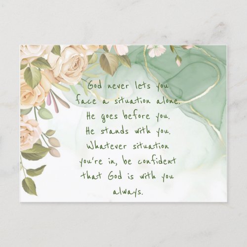 God With You Never Alone Inspirational Flowers  Postcard