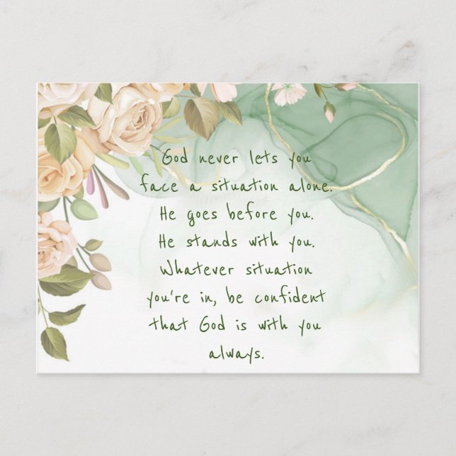 God With You Never Alone Inspirational Flowers  Postcard (Front)