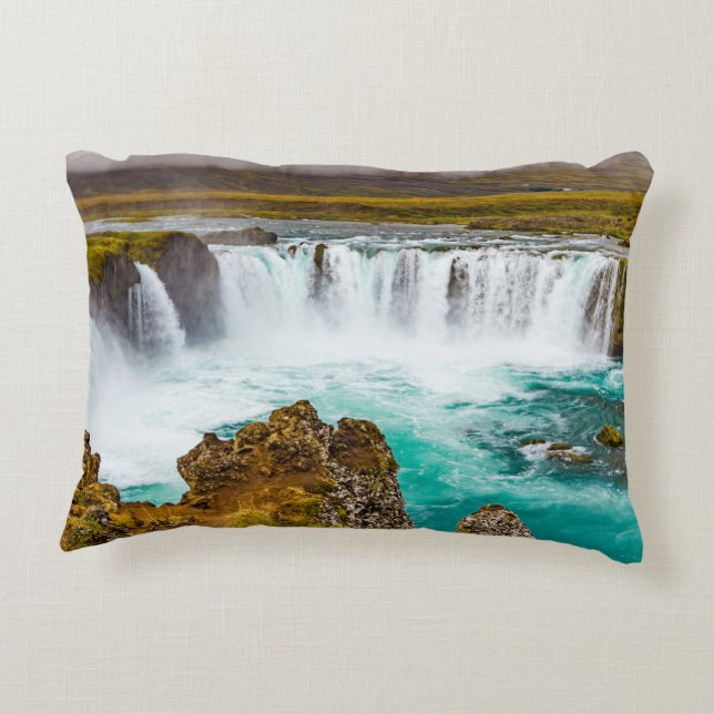 Godafoss waterfall, Iceland Accent Pillow (Back)