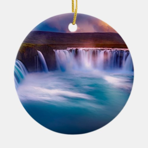 Godafoss Waterfall Iceland Beautiful Landscape Ceramic Ornament